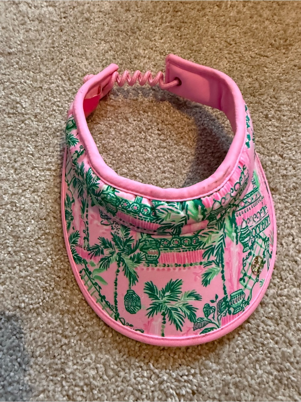 Lilly Pulitzer Pink and Green Palm Print Visor